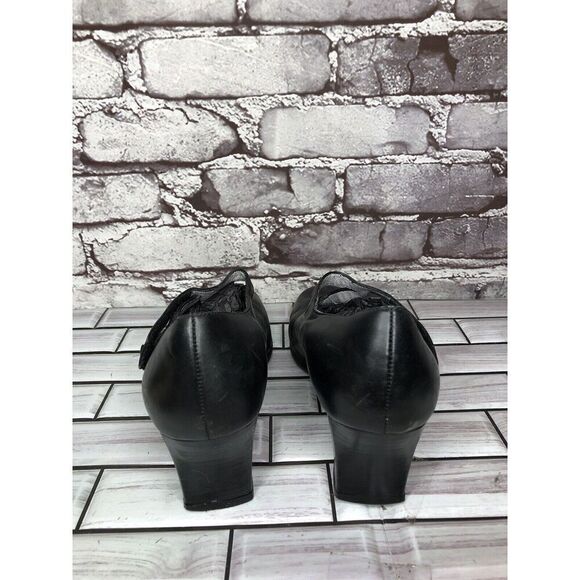 BeautiFeel Black Leather MaryJane Comfort Casual Pump Heels Women’s 39EU/8.5M US - Picture 5 of 16